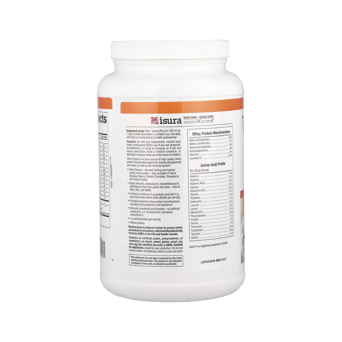 Natural Factors Whey Factors Proteína de Suero de Leche Sin sabor 907 g (2 lb)
