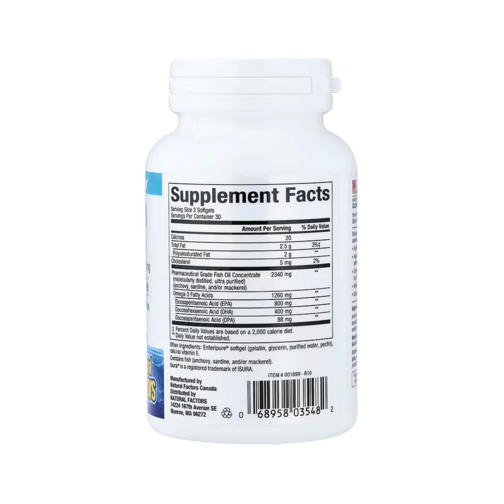 Natural Factors RxOmega-3 Con 60 Cápsulas Blandas (630 mg por cápsula blanda)