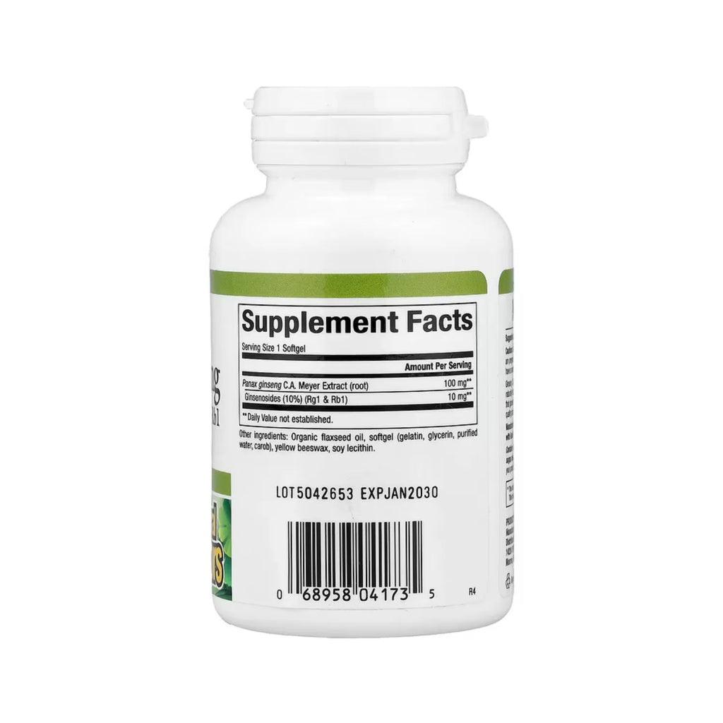 Natural Factors HerbalFactors Panax Ginseng 60 Cápsulas Blandas (100 mg por cápsula blanda)