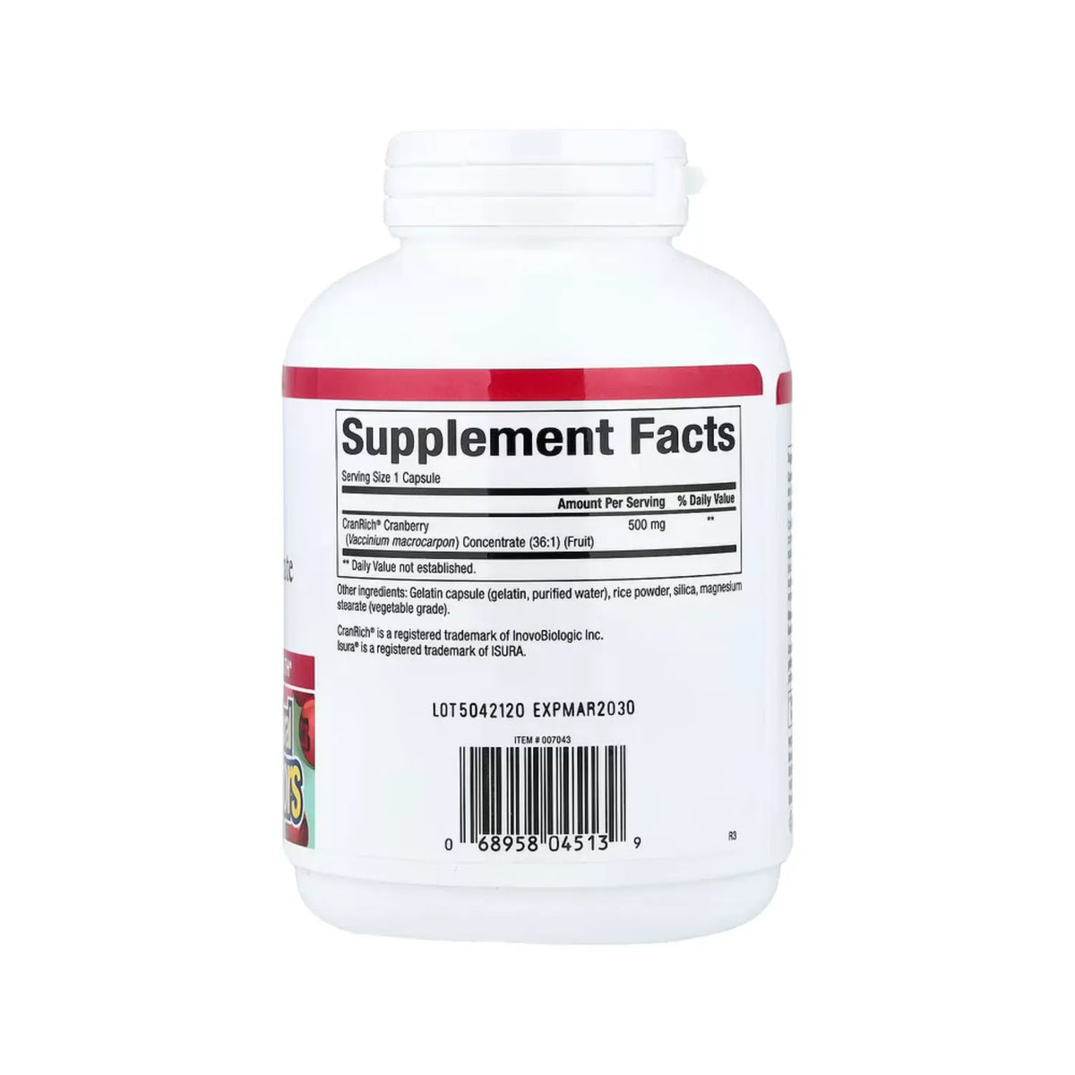 Natural Factors CranRich Concentrado de Arándano Rojo 500 mg 180 Cápsulas