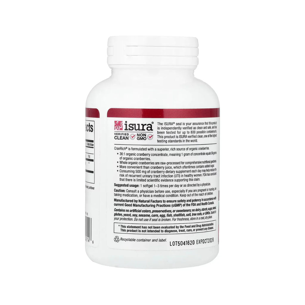Natural Factors CranRich Superconcentración 500 mg Con 90 Cápsulas Blandas