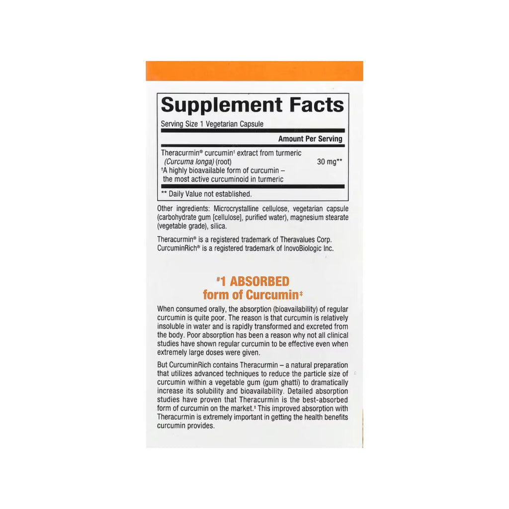 Natural Factors CurcuminRich Theracurmin 30 Capsulas Vegetales (30 mg por cápsula)