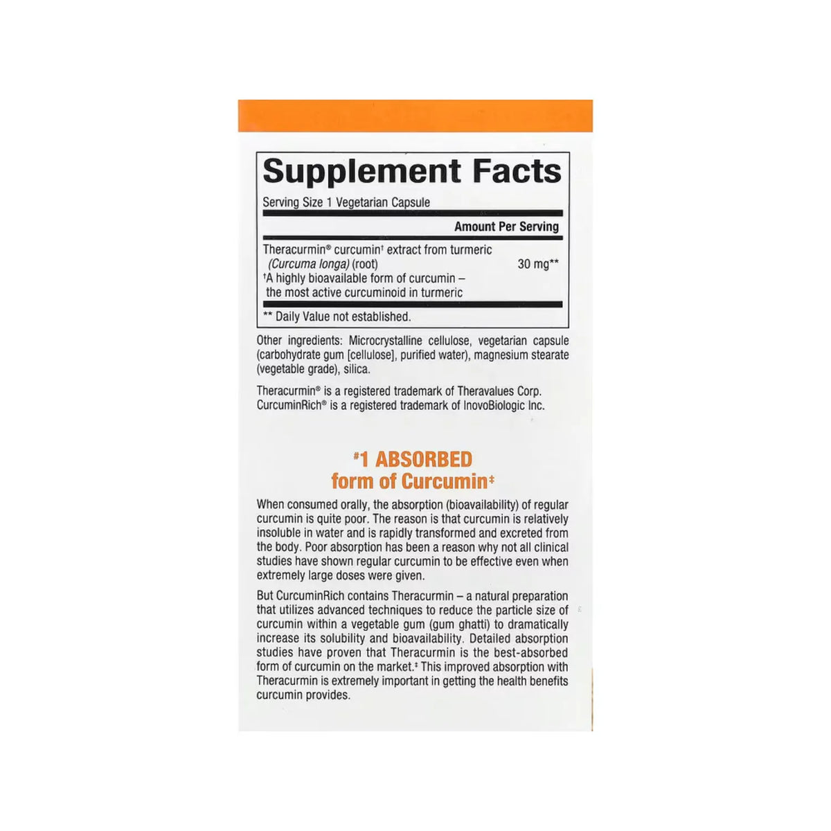 Natural Factors CurcuminRich Theracurmin 30 Capsulas Vegetales (30 mg por cápsula)