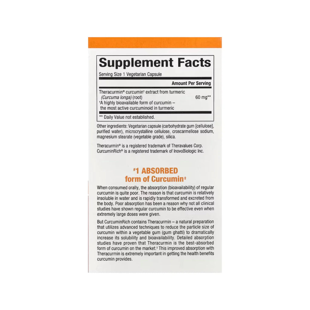 Natural factors CurcuminRich 60 mg Con 30 Cápsulas Vegetales