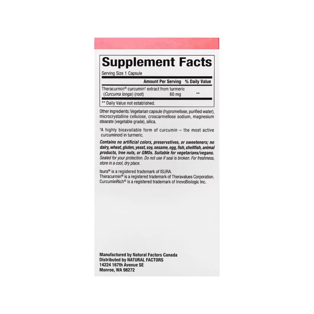 Natural Factors CurcuminRich Theracurmin Con 120 Cápsulas Vegetales (60 mg por cápsula)