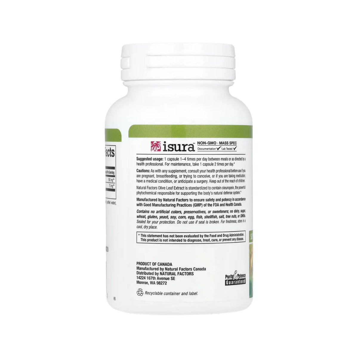Natural Factors Hoja de Olivo 500 mg 90 Cápsulas