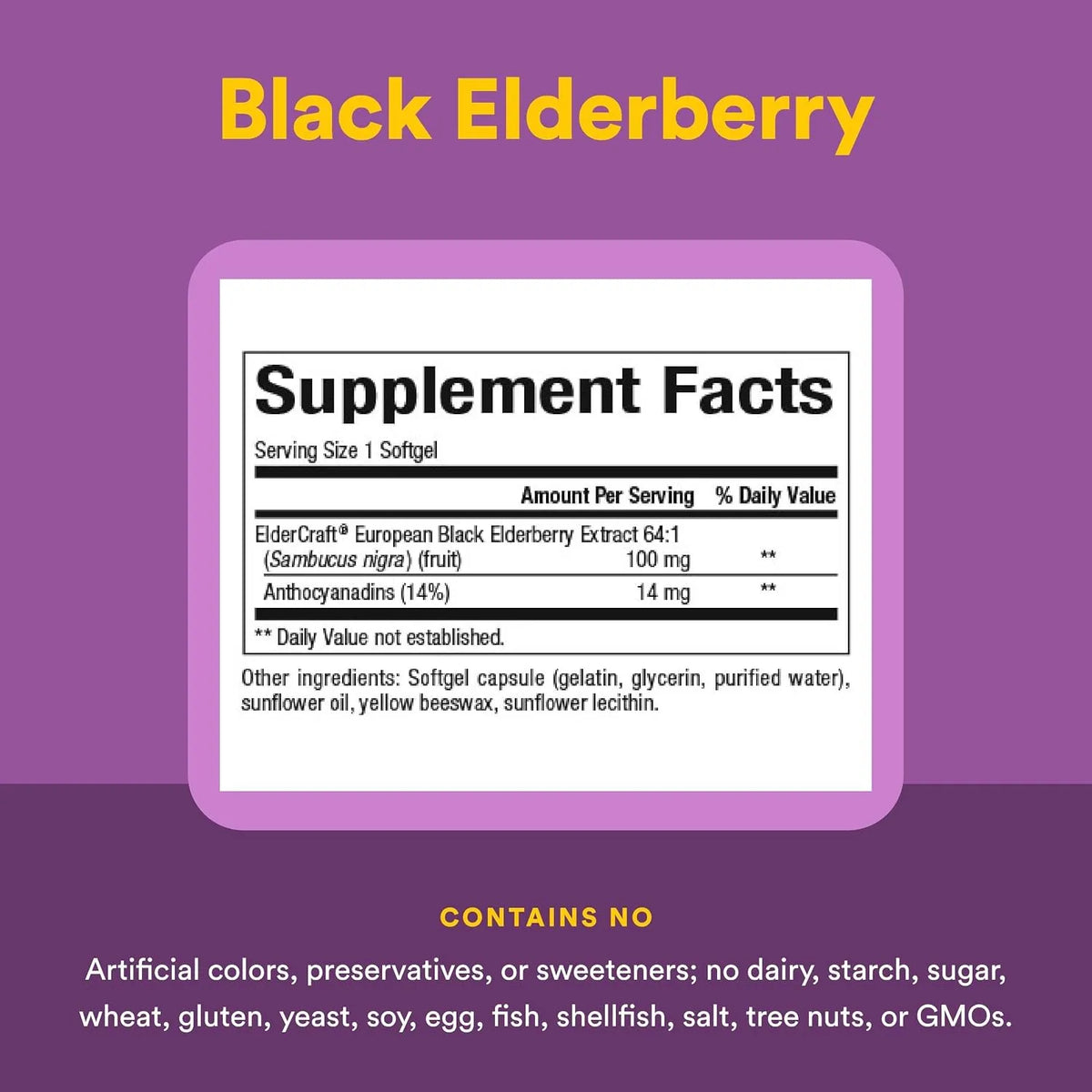 Natural Factors Black Elderberry Extracto de Saúco Negro 100 mg 60 Capsulas Blandas
