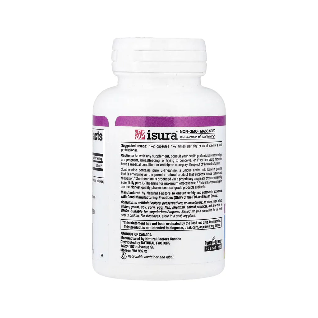Natural Factors Stress-Relax Suntheanine L-Theanine 125 mg 60 Cápsulas Vegetales