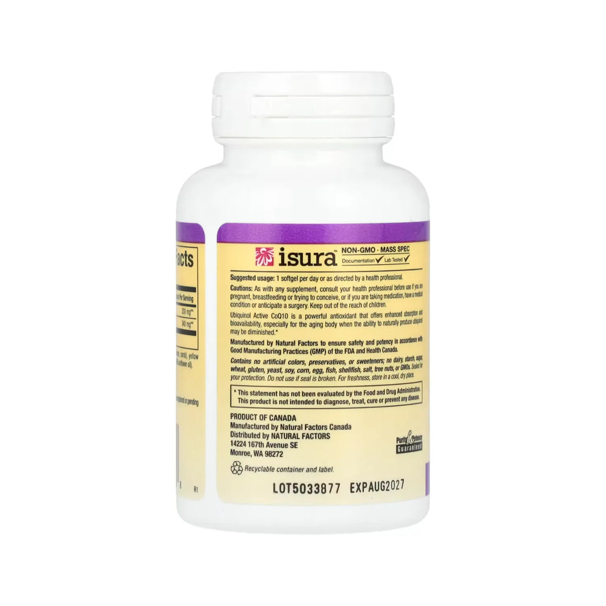 Natural Factors Ubiquinol Active CoQ10 200 mg 60 Cápsulas Blandas