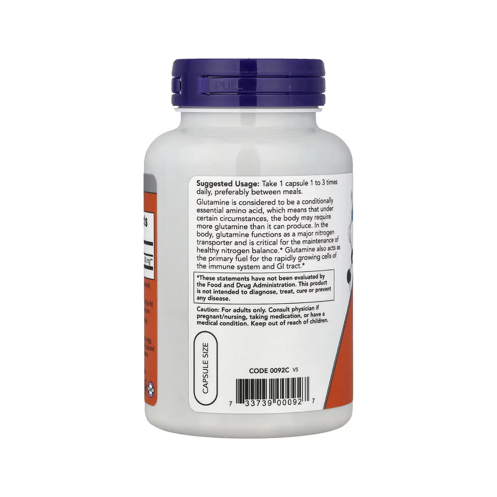 NOW FOODS L-GLUTAMINA 500 MG 120 CÁPSULAS VEGETALES SFN