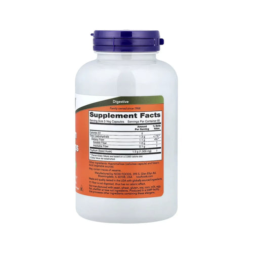 AMAZON - Now Foods Cápsulas De Cáscara De Psilio 500 Mg, Salud Intestinal, Fibra Soluble Natural 200 Cápsulas Vegetales