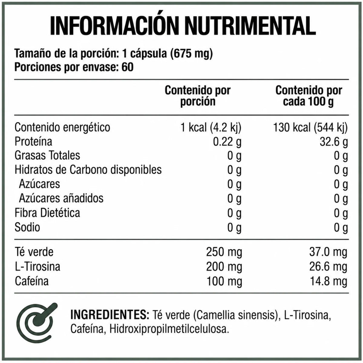 Vitamin Boutique Té Verde con Tirosina 675 mg / 60 Cápsulas | Apoyo antioxidante y bienestar general | Con extracto de té verde y L-tirosina | Fórmula práctica en cápsulas | Suplemento alimenticio