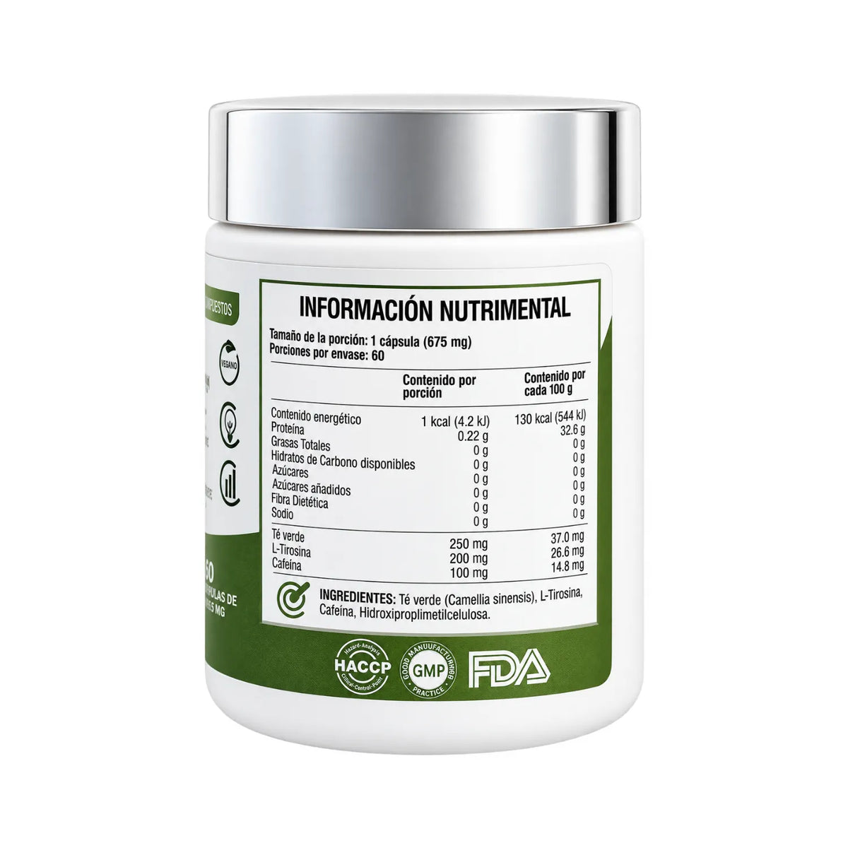 Vitamin Boutique Té Verde con Tirosina 675 mg / 60 Cápsulas | Apoyo antioxidante y bienestar general | Con extracto de té verde y L-tirosina | Fórmula práctica en cápsulas | Suplemento alimenticio