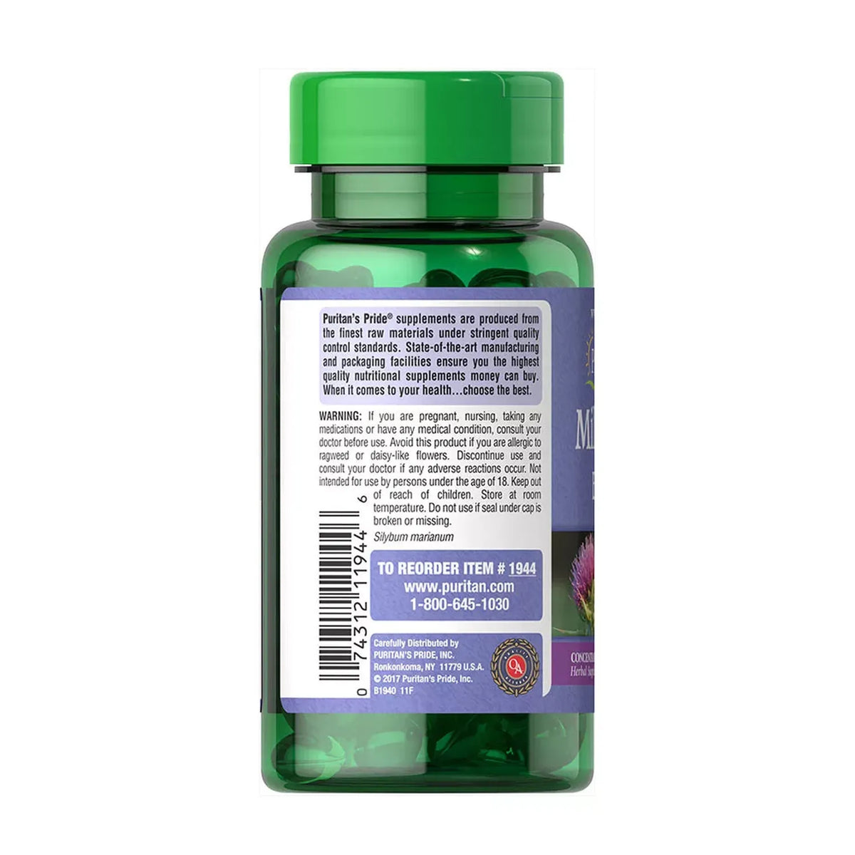 Puritans Pride Extracto de Cardo Mariano 1000mg 90 Cápsulas