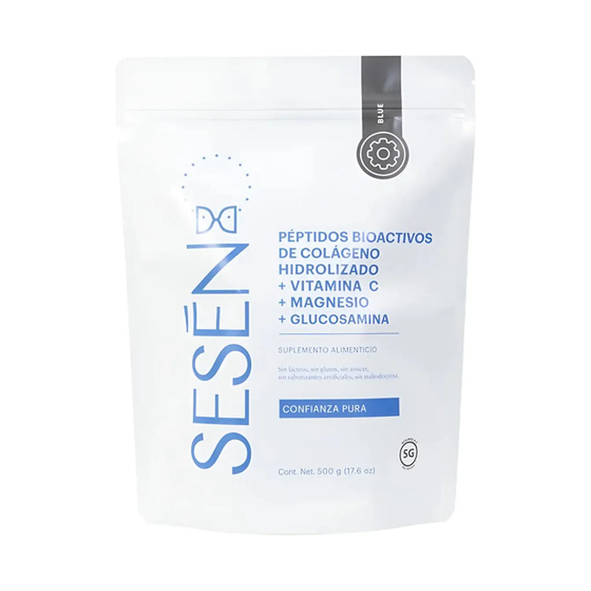 SESĒN Colágeno Hidrolizado en Polvo | Vitamina C | Magnesio | Glucosamina | 500 g | Cuidado de Articulaciones, Huesos y Piel | Suplemento Alimenticio