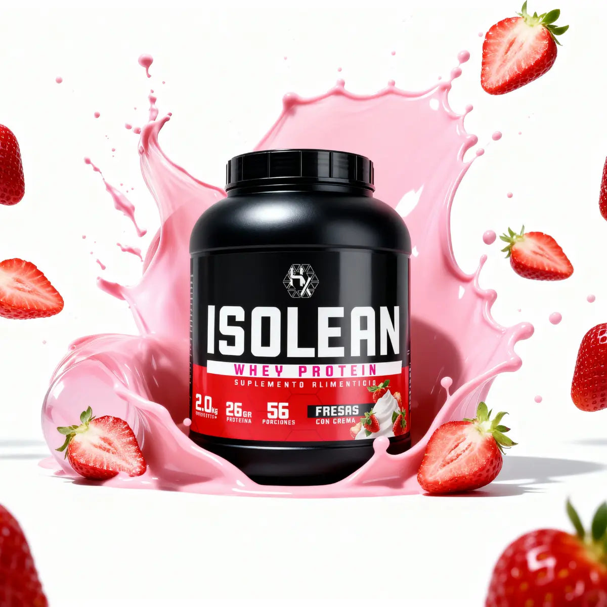 Holix Lab ISOLEAN Whey Protein, 26 g Proteína por Porción, 2 kg, 56 Porciones Sabor Fresas con Crema.