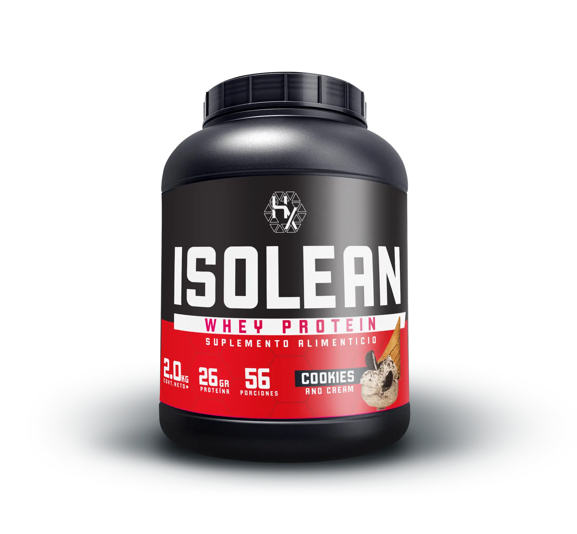 Holix Lab ISOLEAN Whey Protein, 26 g Proteína por Porción, 2 kg, 56 Porciones Sabor Cookies and Cream.