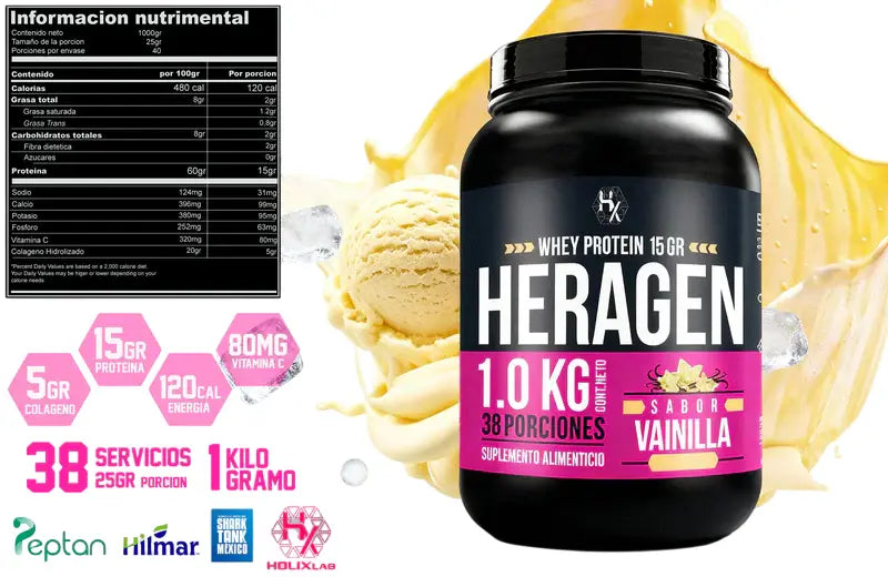 HERAGEN PROTEINA + COLAGENO 1KG SFN VAINILLA