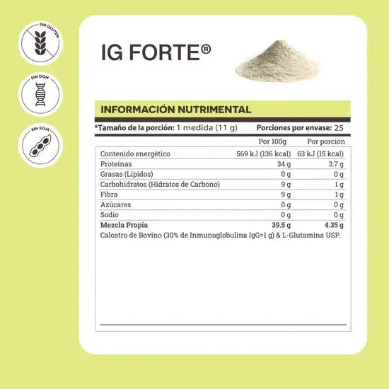 Matter IG-Forte | Calostro Bovino y L-Glutamina | 275 g | Bienestar Digestivo e Inmunológico | Suplemento Alimenticio