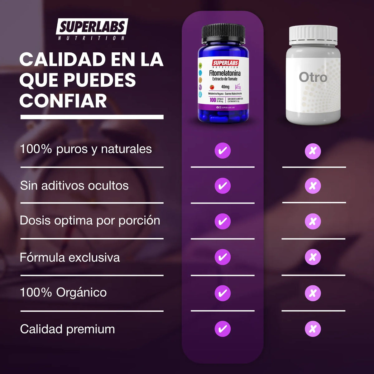 Melatonina Vegetal 40 mg | Melatonina Vegana | Apoya el descanso y ciclo del sueño | 100 cápsulas