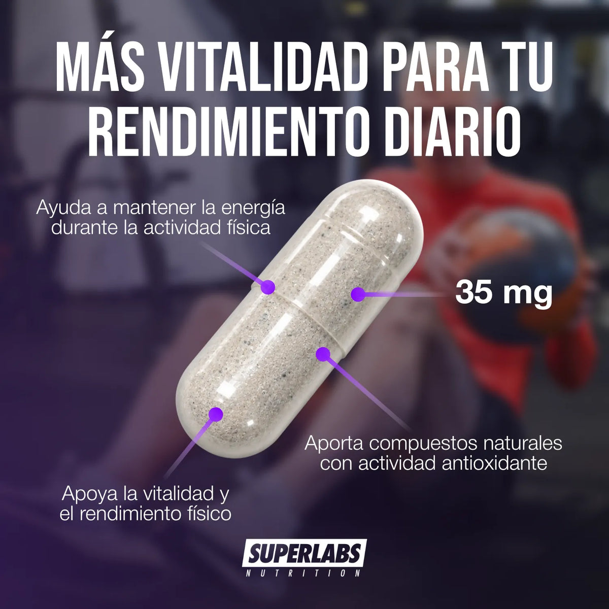 Jengibre Negro 35 mg Superlabs Nutrition | Energía y rendimiento físico | Apoya la circulación | 100 cápsulas