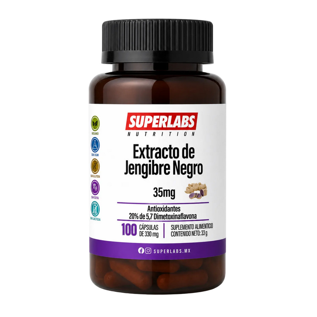 Jengibre Negro 35 mg Superlabs Nutrition | Energía y rendimiento físico | Apoya la circulación | 100 cápsulas