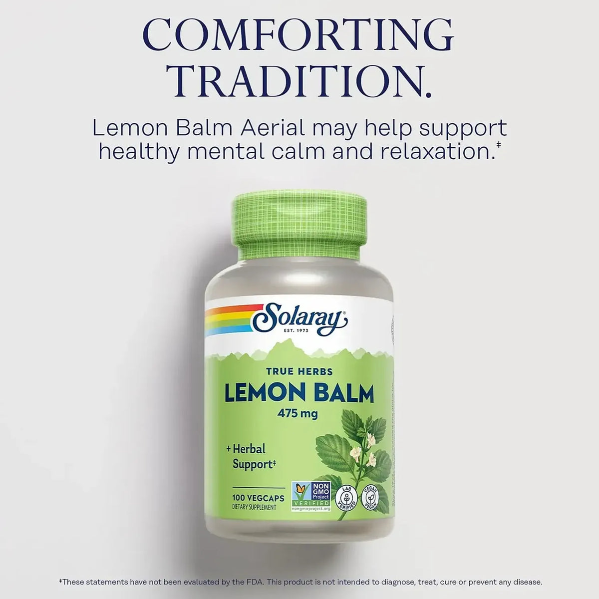Solaray Diente de León 475 mg 100 Cápsulas Vegetales | Apoyo herbal para relajación y bienestar | Con Melissa officinalis de hoja y partes aéreas | 475 mg por cápsula | Suplemento alimenticio