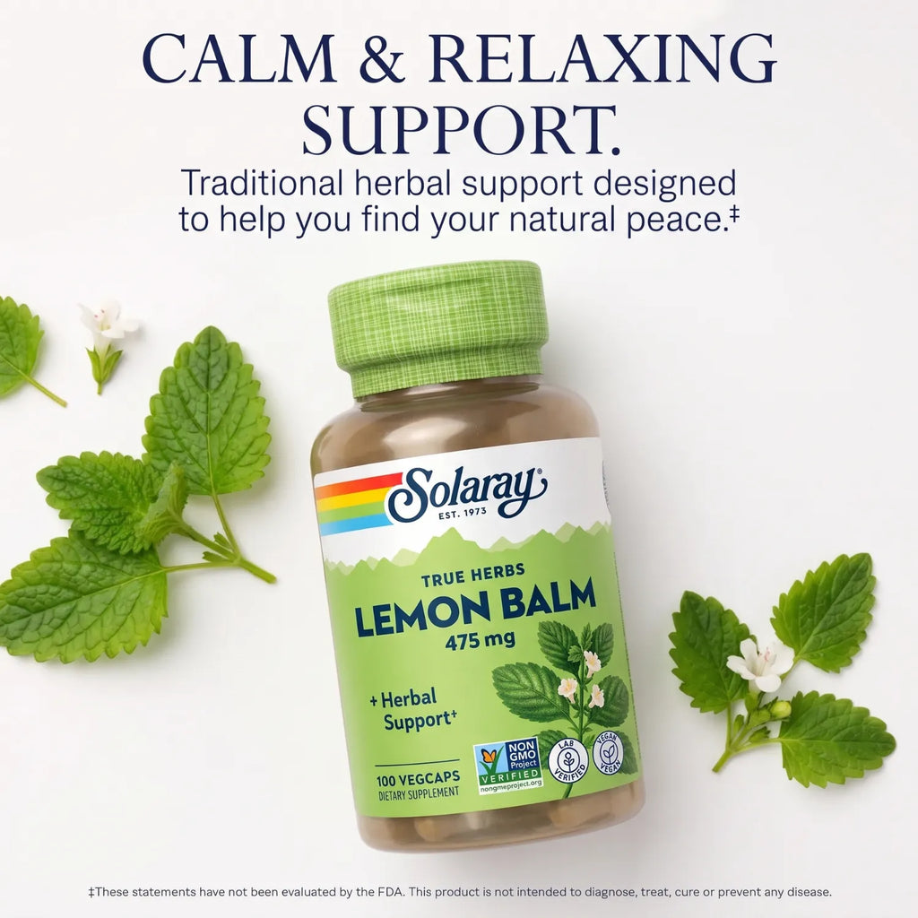Solaray Diente de León 475 mg 100 Cápsulas Vegetales | Apoyo herbal para relajación y bienestar | Con Melissa officinalis de hoja y partes aéreas | 475 mg por cápsula | Suplemento alimenticio