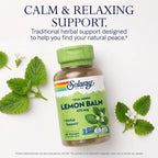 Solaray Diente de León 475 mg 100 Cápsulas Vegetales | Apoyo herbal para relajación y bienestar | Con Melissa officinalis de hoja y partes aéreas | 475 mg por cápsula | Suplemento alimenticio