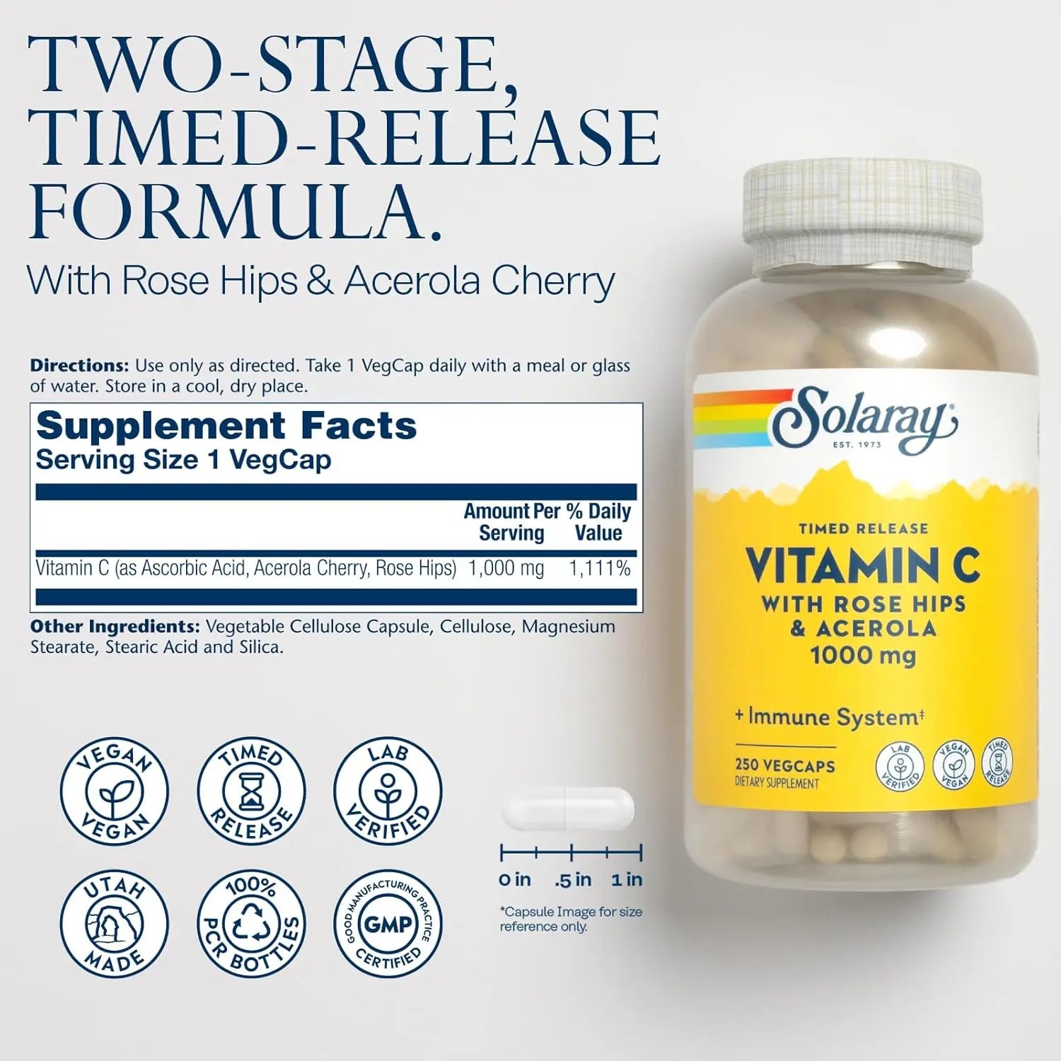 Solaray Vitamina C 1000mg Time Release 250caps Sfn