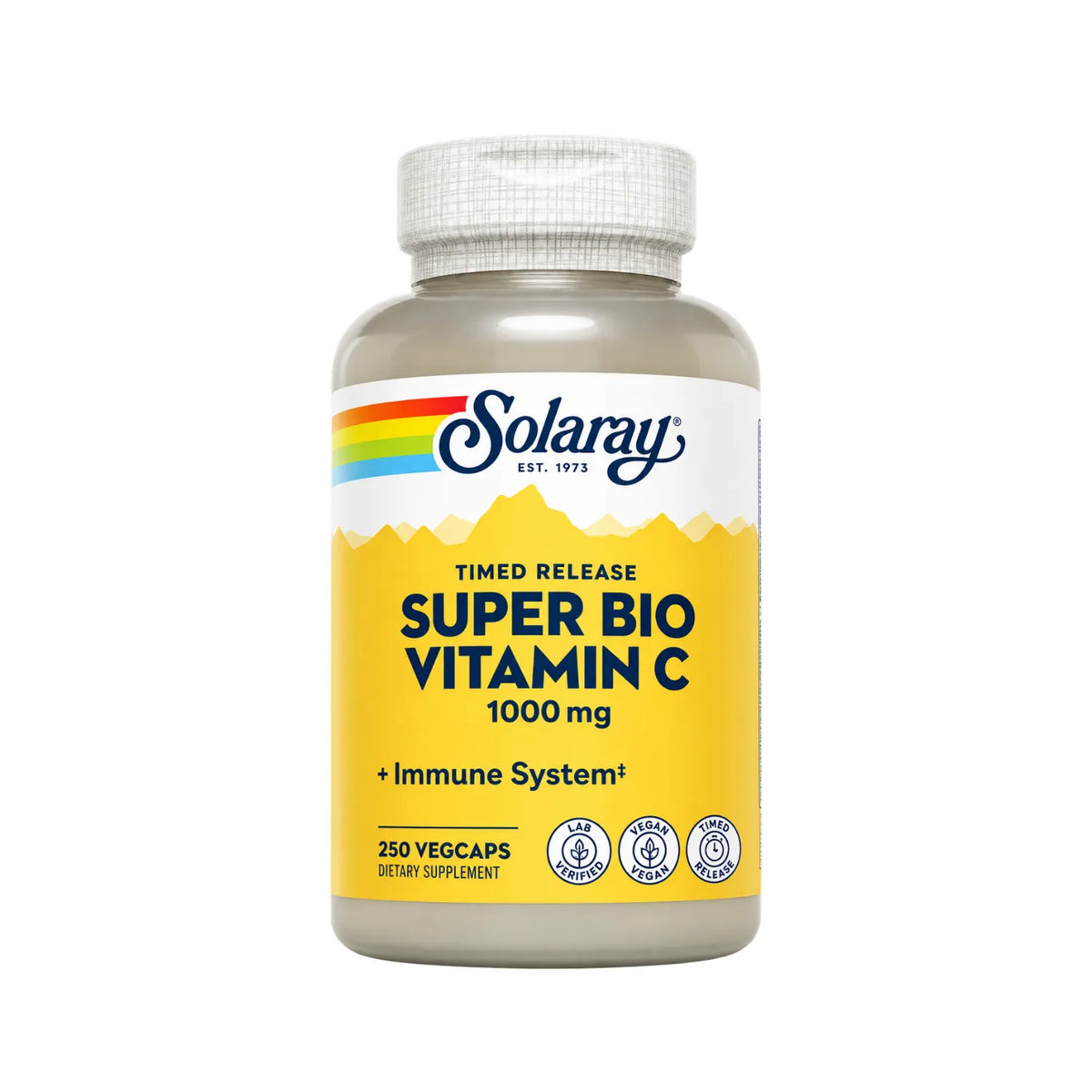 Solaray Super Bio Vitamina C 1000 mg / 250 Cápsulas Vegetales | Apoyo al sistema inmunitario y protección antioxidante | Liberación prolongada en dos etapas | Con escaramujo, acerola y bioflavonoides | Fórmula vegana | Suplemento alimenticio