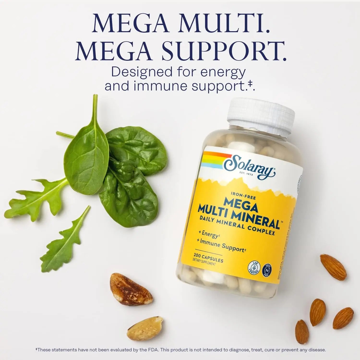 Solaray Mega Multimineral Sin Hierro 200 Cápsulas Sfn