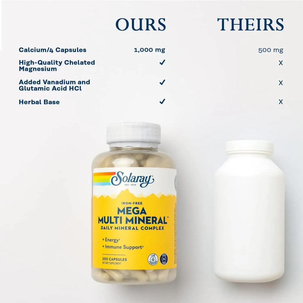 Solaray Mega Multimineral Sin Hierro 200 Cápsulas Sfn