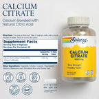 Solaray Citrato de Calcio 1000 mg / 120 Cápsulas Vegetales | Apoyo para huesos y dientes | 1000 mg de calcio por porción | Con citrato de calcio y mezcla herbal | Fórmula vegana | Suplemento alimenticio
