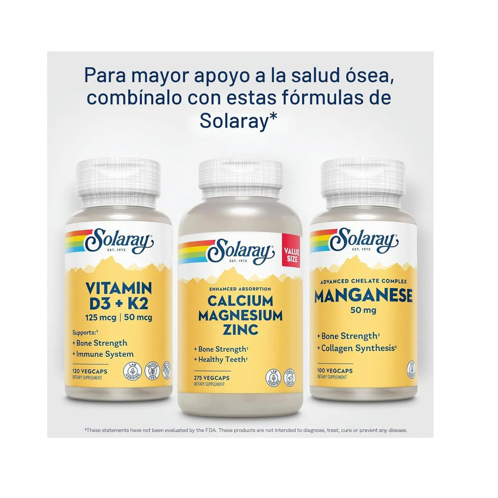 Solaray Manganese 50 mg | Manganeso Quelado | Apoyo Óseo y Formación de Colágeno | 100 VegCaps