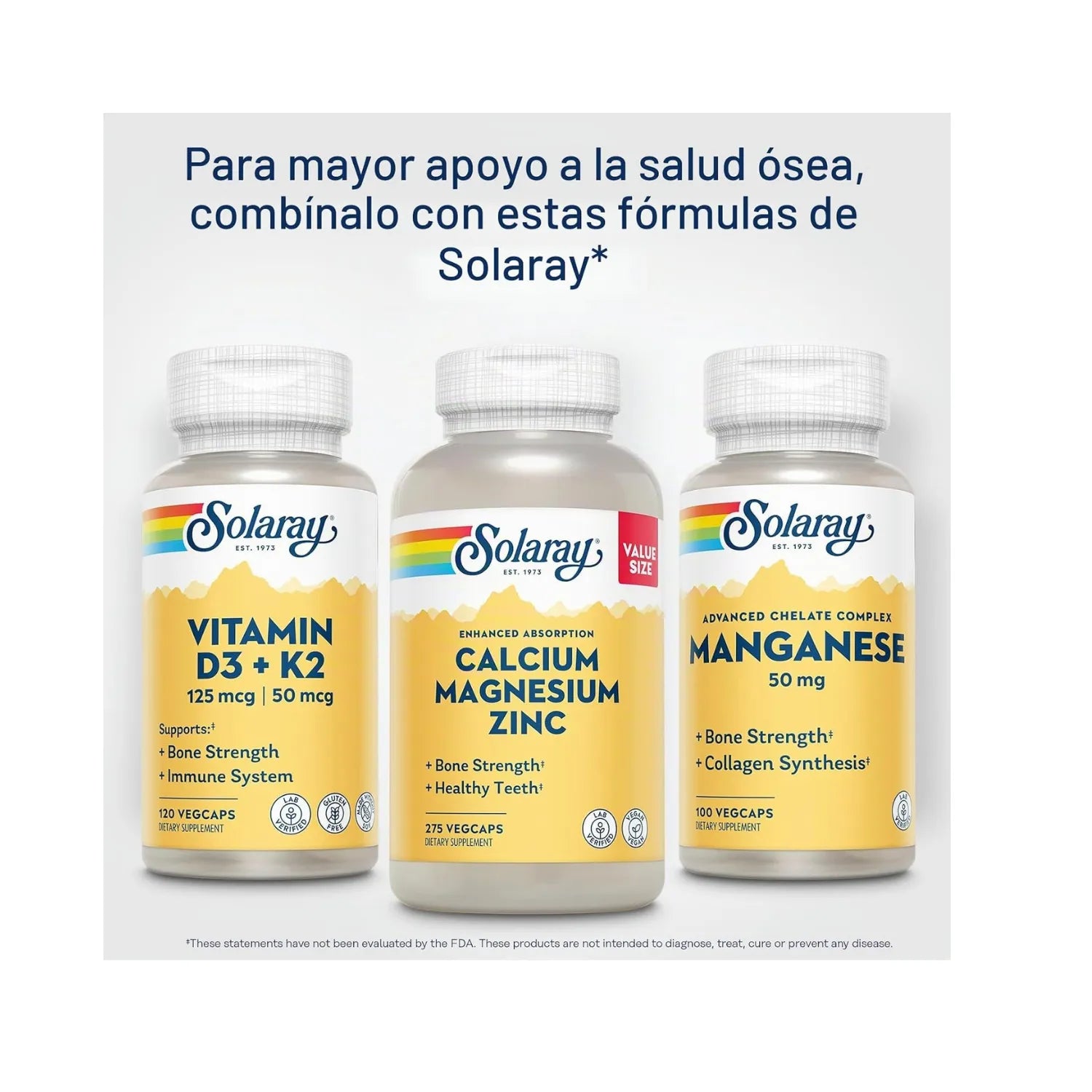 Solaray Manganese 50 mg | Manganeso Quelado | Apoyo Óseo y Formación de Colágeno | 100 VegCaps