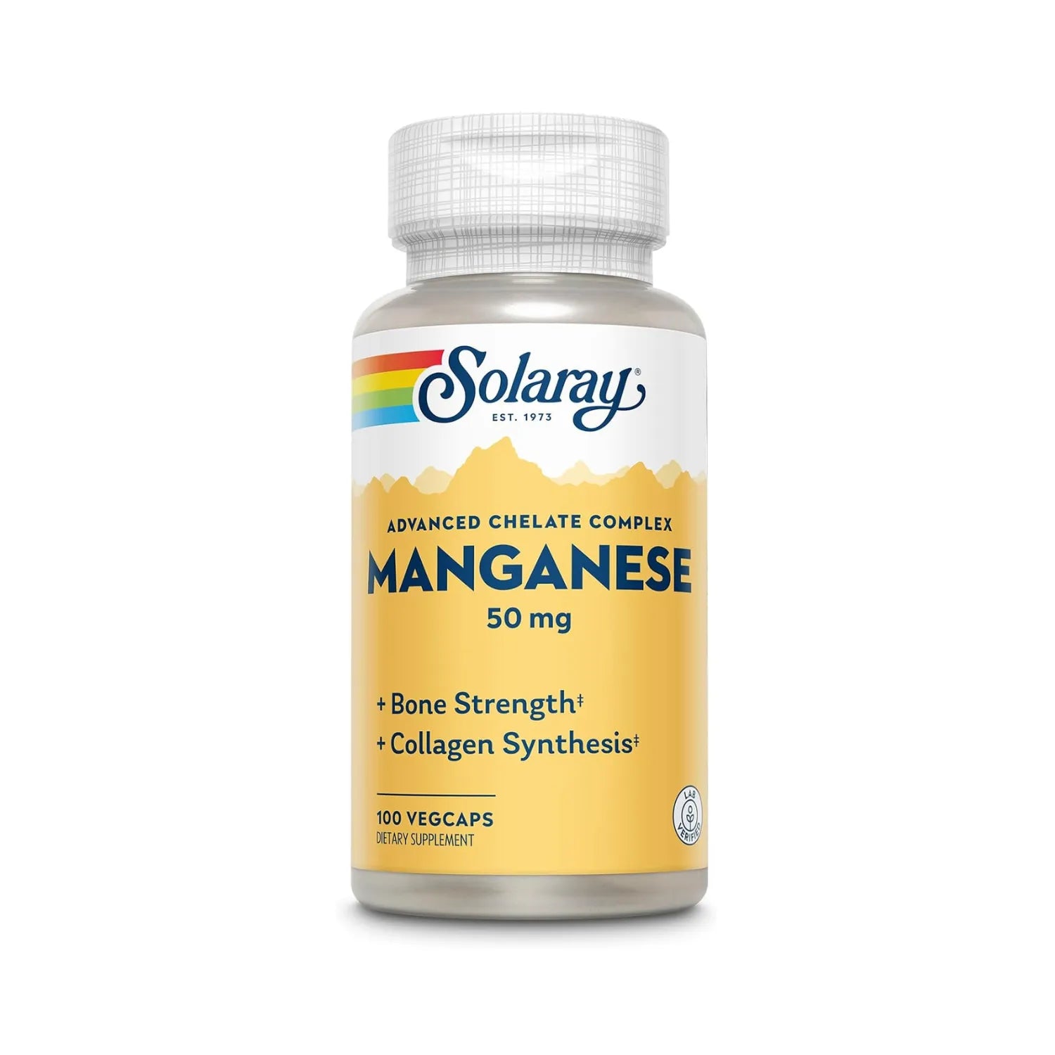 Solaray Manganese 50 mg | Manganeso Quelado | Apoyo Óseo y Formación de Colágeno | 100 VegCaps