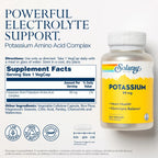 Solaray Potasio 99 mg | 200 Cápsulas Vegetales | Equilibrio de electrolitos y función muscular | Complejo de aminoácidos de potasio | Suplemento alimenticio