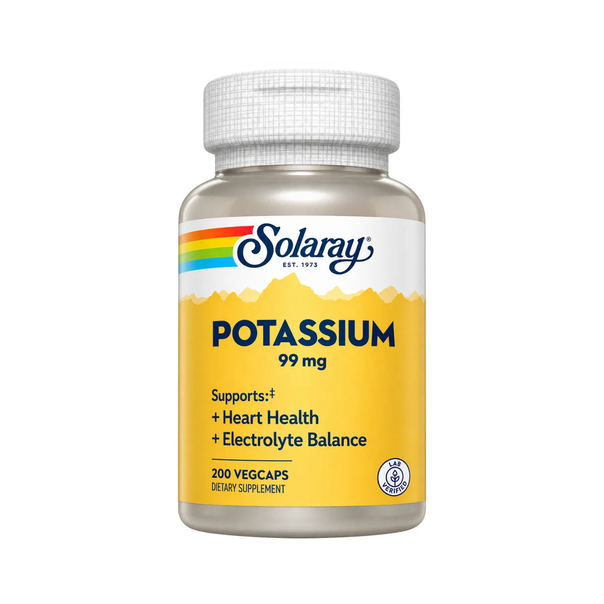 Solaray Potasio 99 mg | 200 Cápsulas Vegetales | Equilibrio de electrolitos y función muscular | Complejo de aminoácidos de potasio | Suplemento alimenticio