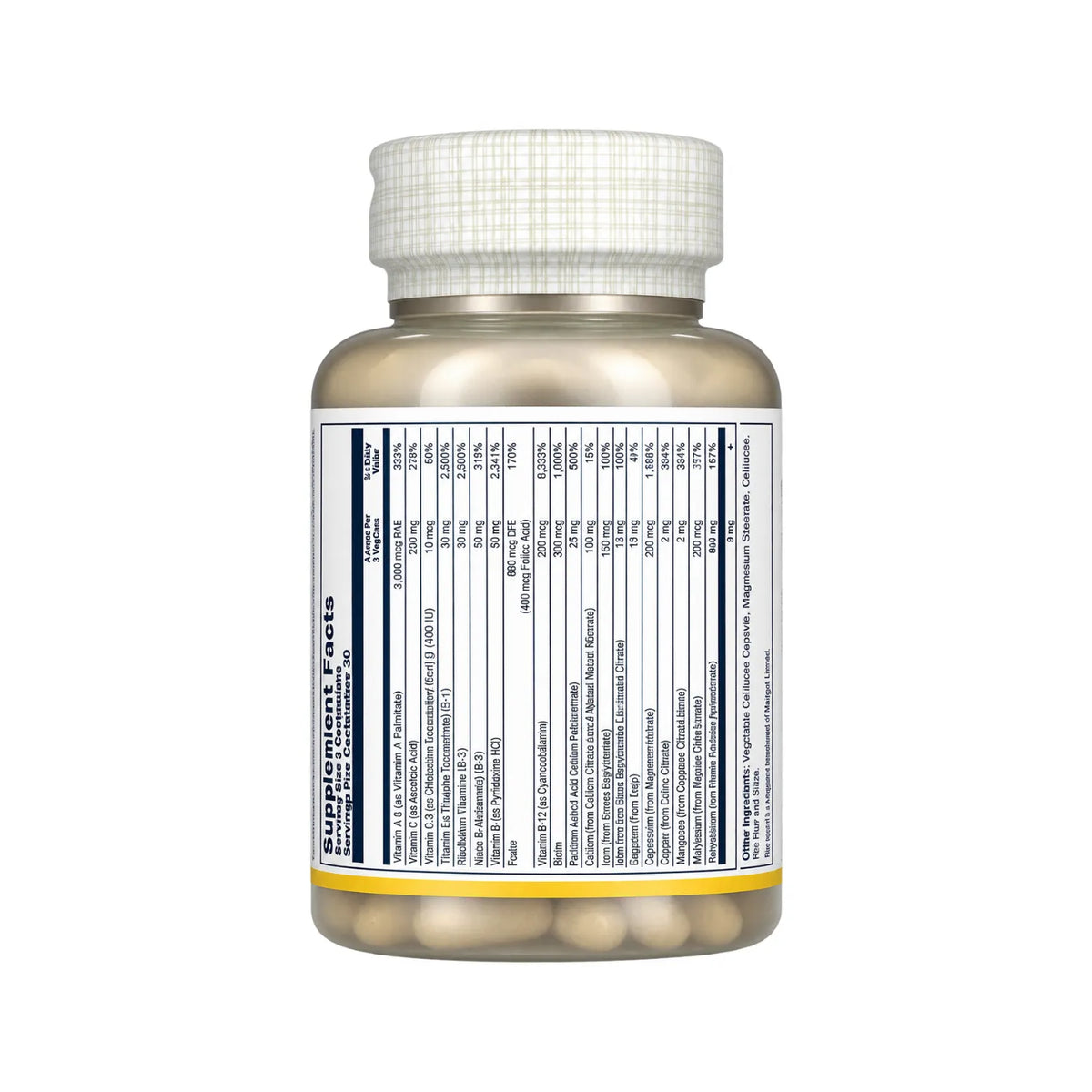 Solaray Multivitamínico Dorado para Hombres 90 Cápsulas | Apoyo nutricional diario y bienestar masculino | Con vitaminas, minerales y complejo herbal para hombres | 3 cápsulas al día | Suplemento alimenticio