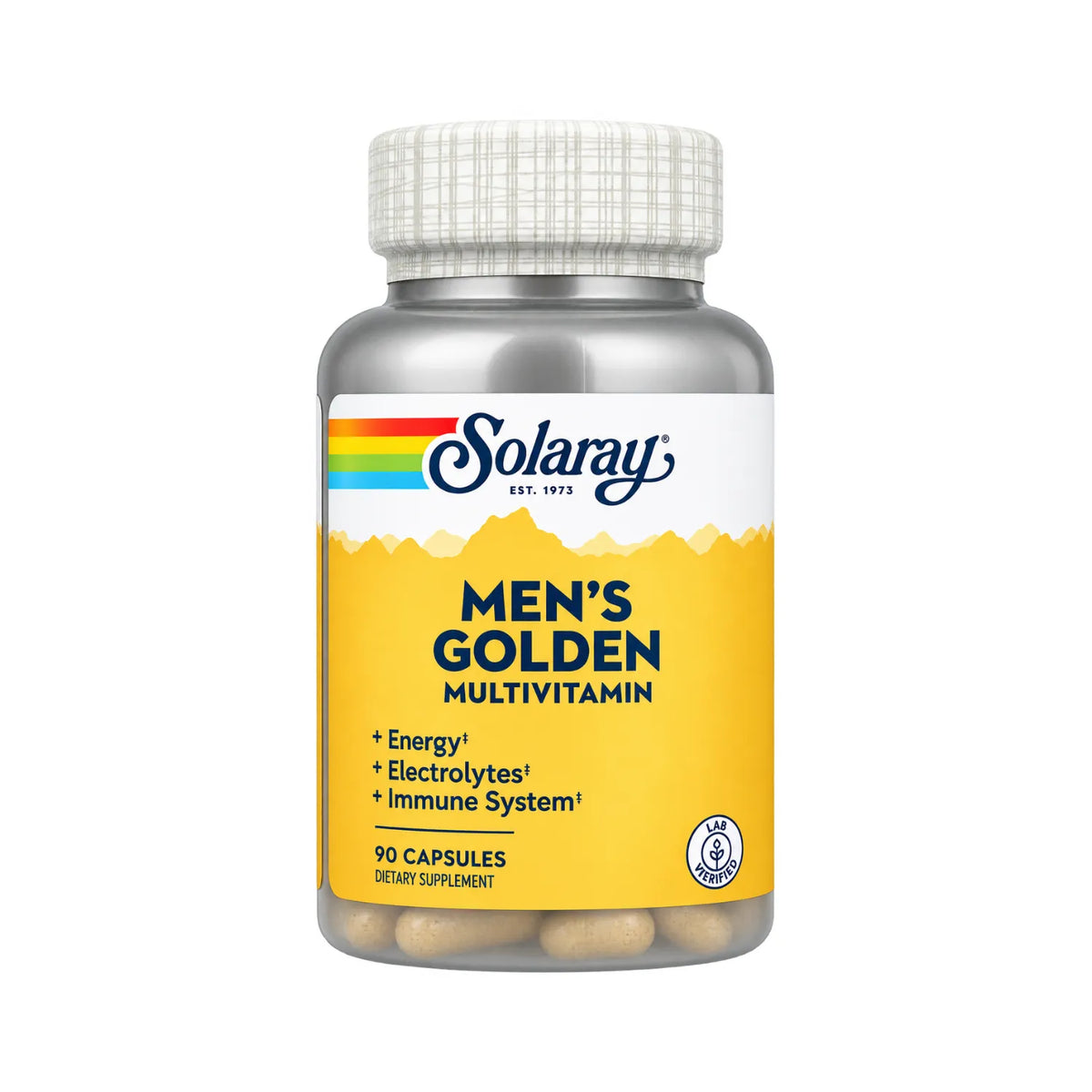 Solaray Multivitamínico Dorado para Hombres 90 Cápsulas | Apoyo nutricional diario y bienestar masculino | Con vitaminas, minerales y complejo herbal para hombres | 3 cápsulas al día | Suplemento alimenticio