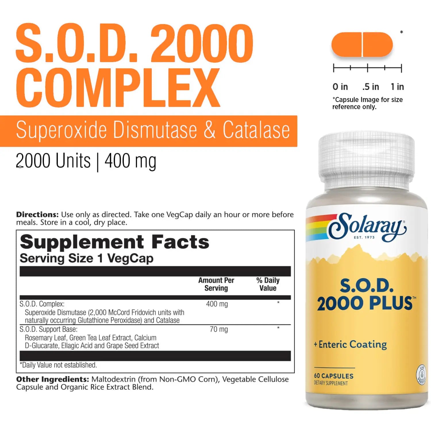 Solaray, S.o.d. 2000 Plus, Superóxido 100 Cáp Sfn