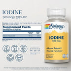 Solaray Yodo 500 mcg 30 Cápsulas Vegetales | Apoyo a la función tiroidea y metabolismo | Yodo como yoduro de potasio | 500 mcg por cápsula | Suplemento alimenticio