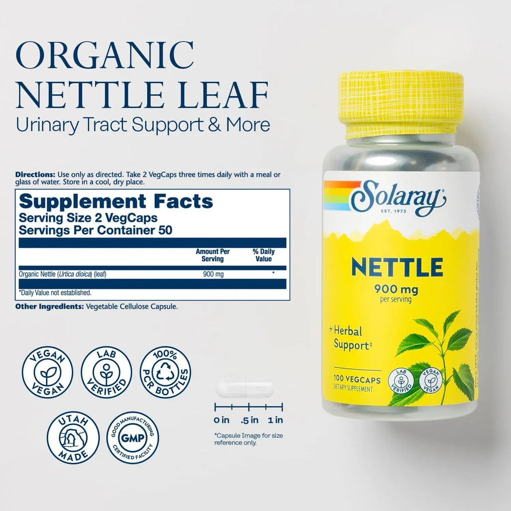 Solaray Nettle Soporte Herbal, 900 Mg 100 Vegcaps Sfn
