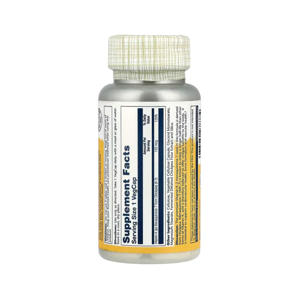 Solaray Vitamina K-2 Y Menaquinona-7 150 Mcg 30 Cáp Sfn