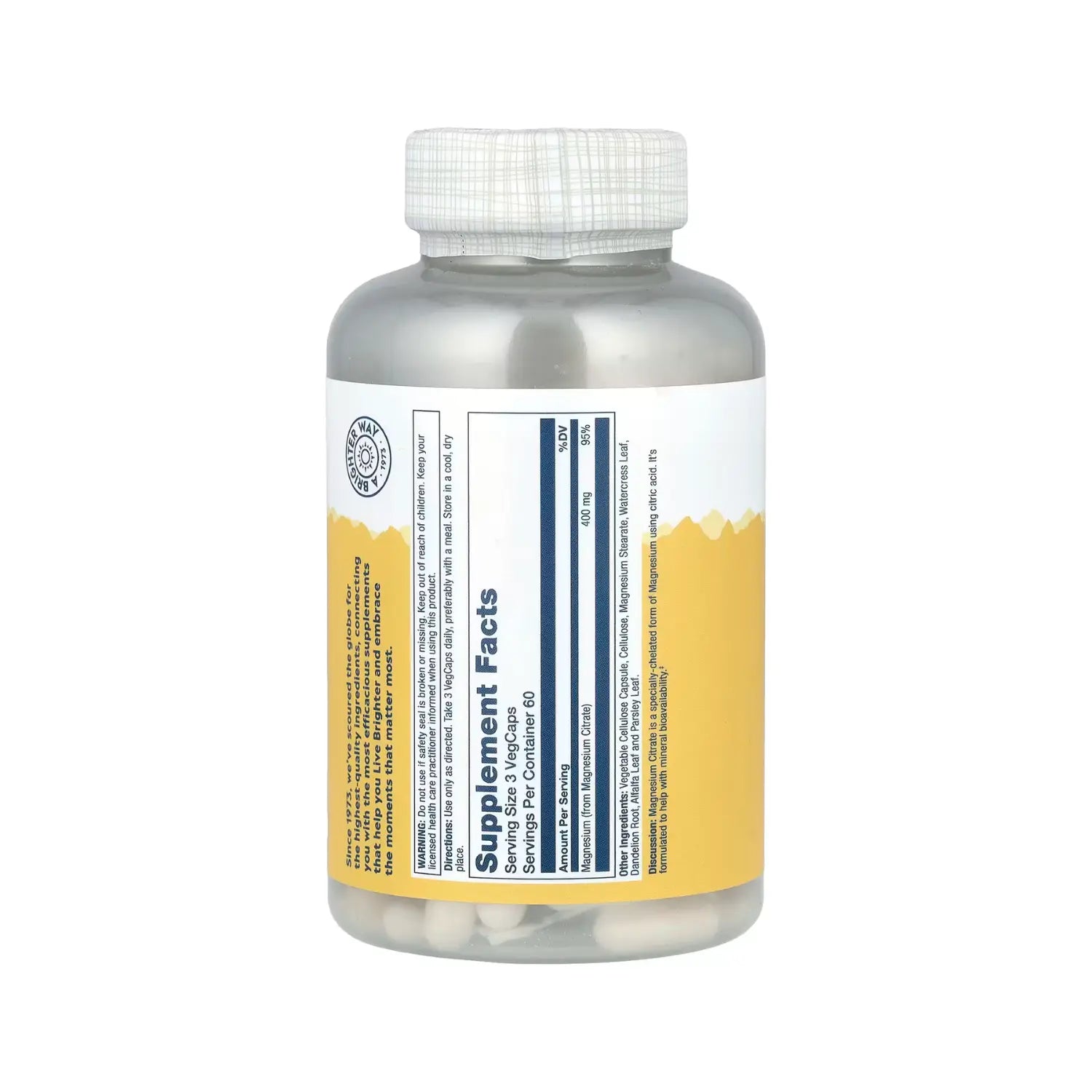 Solaray Citrato De Magnesio 180 Cápsulas 400 Mg Sfn