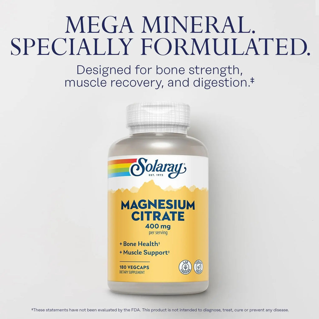 Solaray Citrato De Magnesio 180 Cápsulas 400 Mg Sfn