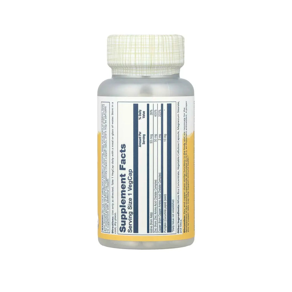 Solaray Zinc Y Cobre Con Kelp Y Semillas D Calabaza 100c Sfn