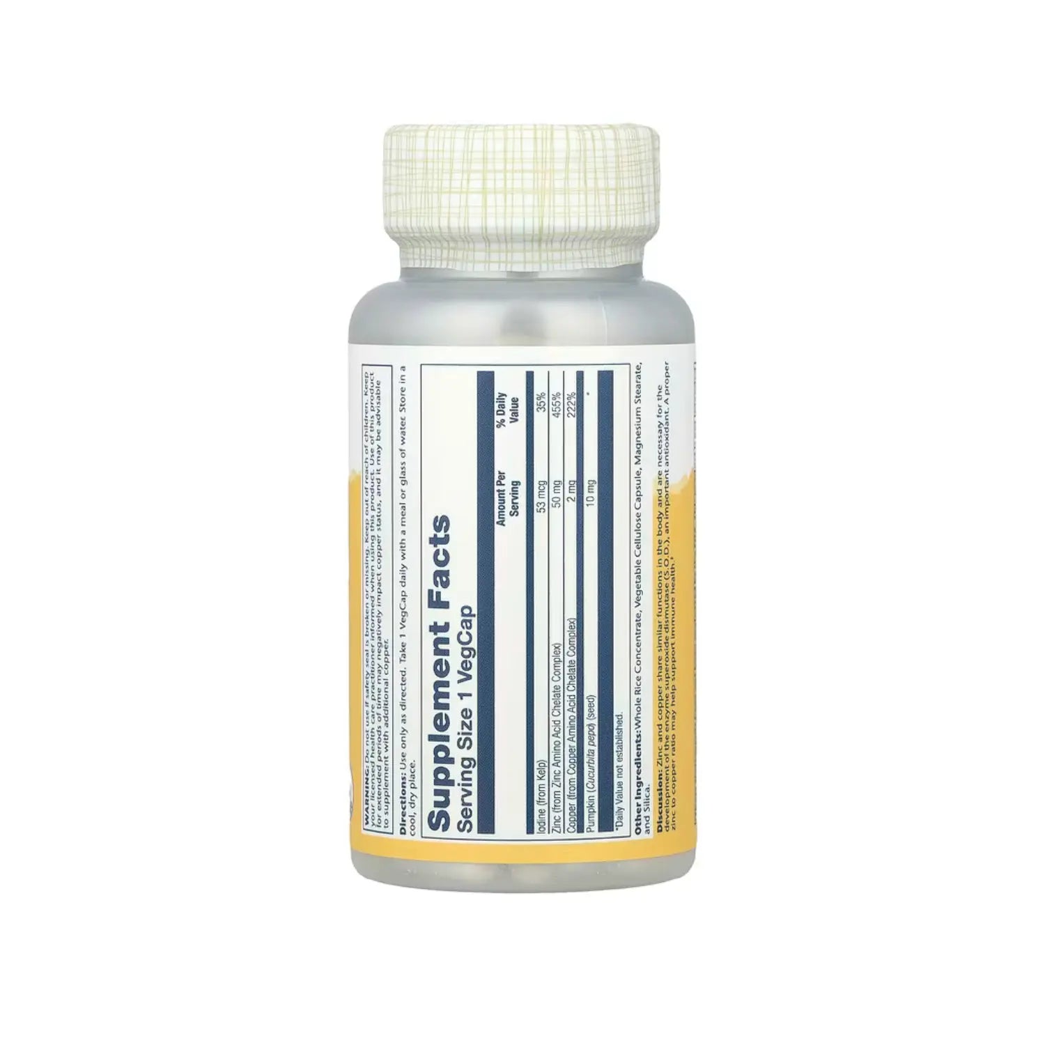 Solaray Zinc Y Cobre Con Kelp Y Semillas D Calabaza 100c Sfn