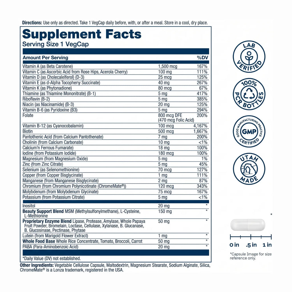 Solaray Multivitamínico para Mujeres 90 Cápsulas | Apoyo nutricional diario y bienestar femenino | Con vitaminas, minerales y complejo herbal | 21+ vitaminas y minerales | Suplemento alimenticio